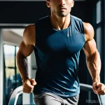 수동형 러닝머신의 특징과 사용법 - **Prompt:** A fit male runner, mid-20s, with short, neat hair, demonstrating perfect running form on...