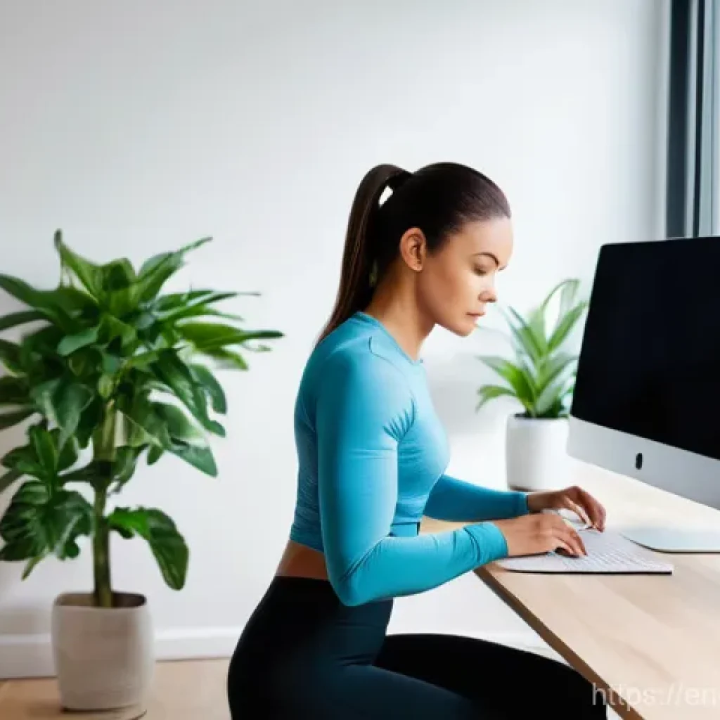 미니 스텝퍼 리뷰 및 활용 팁 - **Prompt:** A fit woman in her late 20s is diligently working in a bright, modern home office. She i...