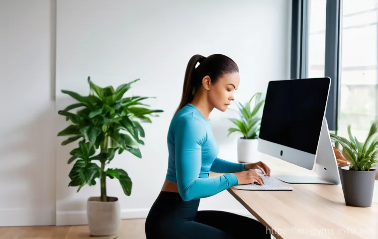 미니 스텝퍼 리뷰 및 활용 팁 - **Prompt:** A fit woman in her late 20s is diligently working in a bright, modern home office. She i...